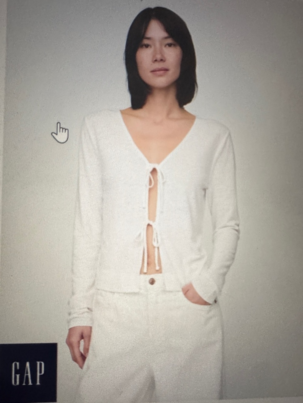 NEW - GAP Linen Blend Tie-Front Long Sleeve Cardigan Size XS Petite